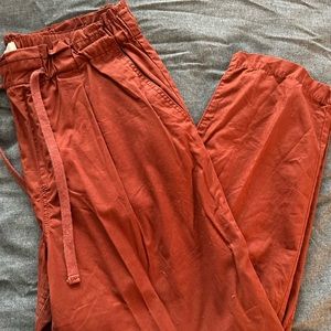 Burnt orange cargo jogger pants